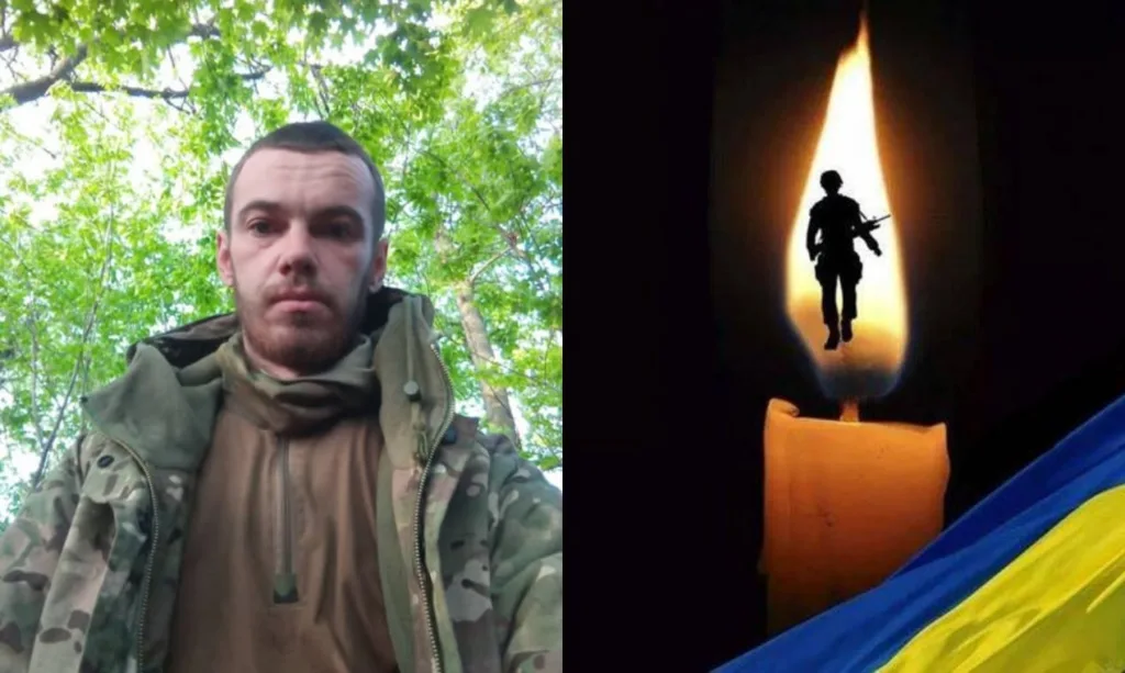 Військовий у лісі та свічка пам'яті України