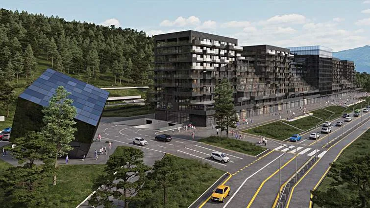 Сучасний житловий комплекс у гірській місцевості