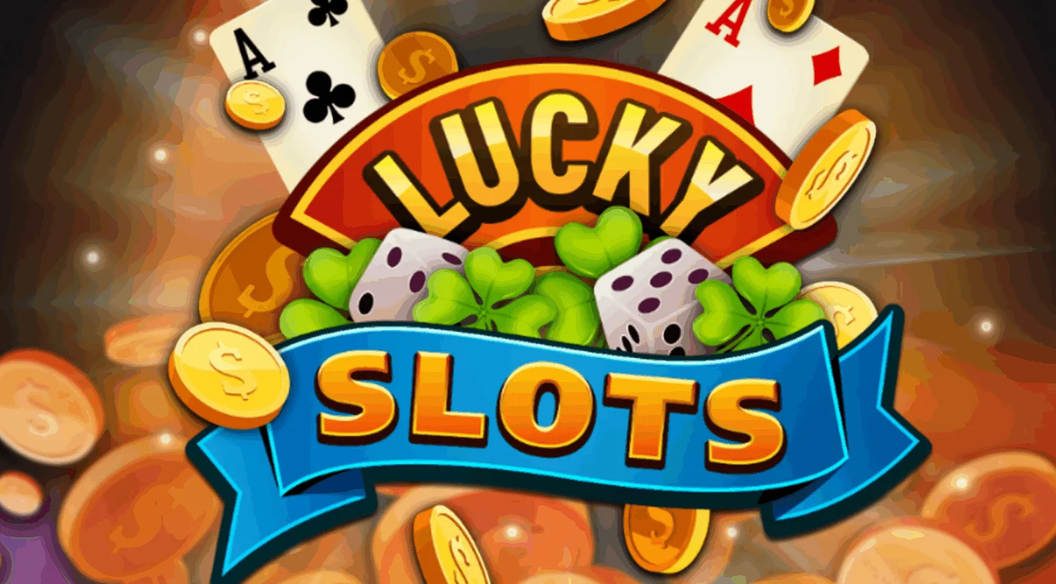 Яскравий банер гри Lucky Slots з монетами