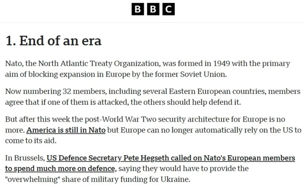 Стаття BBC про НАТО та зміну європейської безпеки