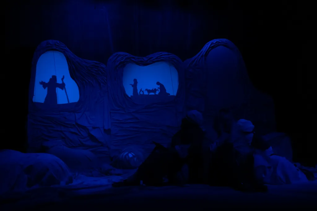 Театральна тіньова вистава з синім освітленням