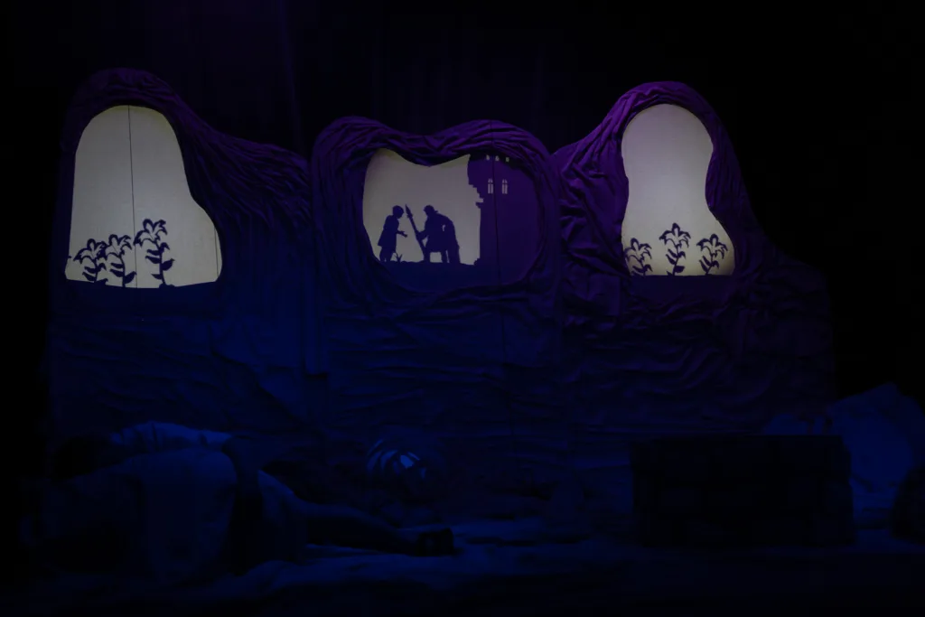 Театр тіней із силуетами людей і рослин