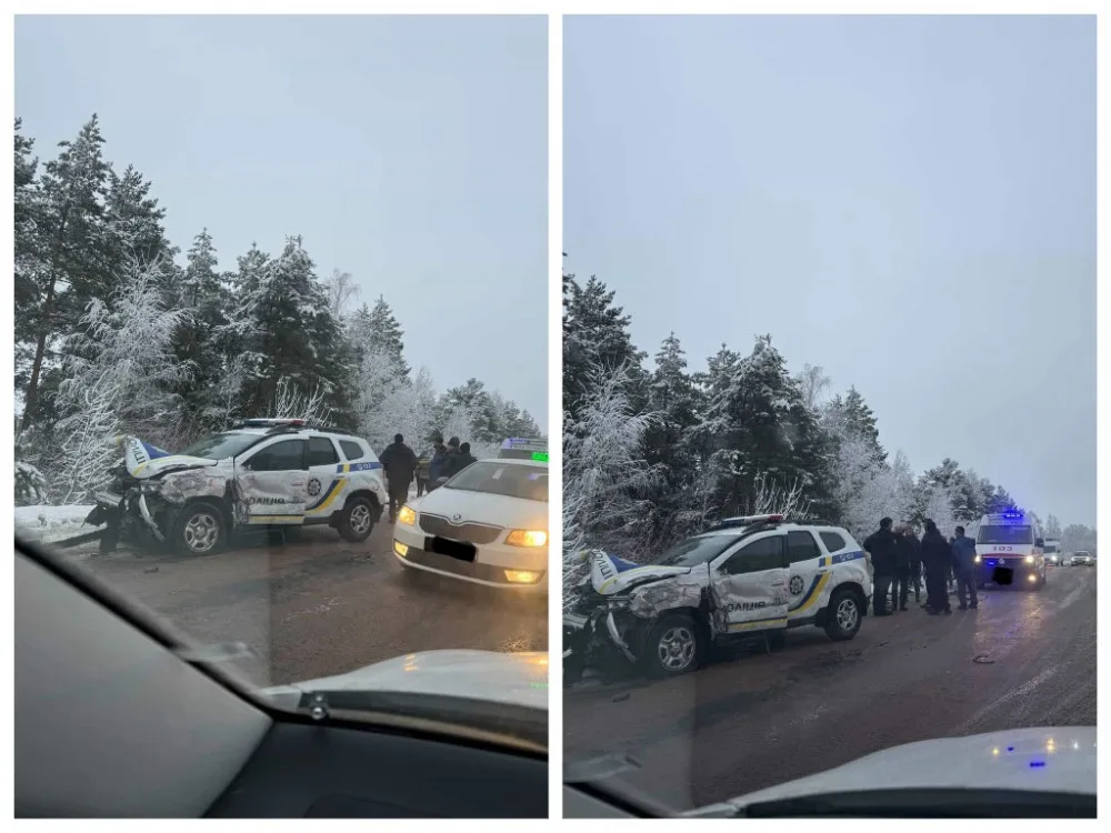 Дорожня аварія за участю поліцейського автомобіля взимку
