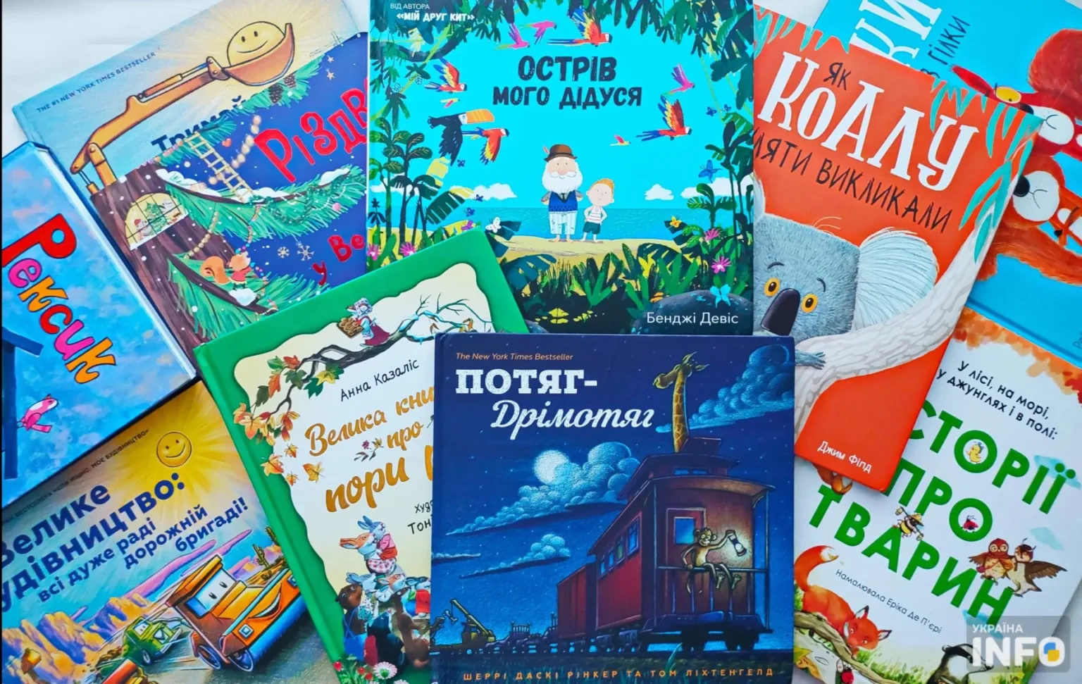 Кольорові українські дитячі книжки на столі