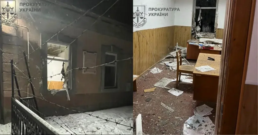 Пошкоджена будівля та офіс після обстрілу