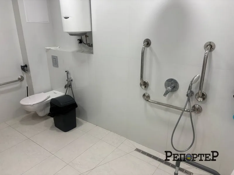 Сучасна доступна ванна кімната з поручнями