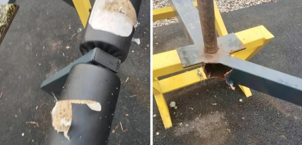 Пошкоджене тренажерне обладнання на вулиці