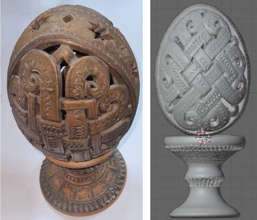 Дерев’яне різьблене яйце та його 3D-модель