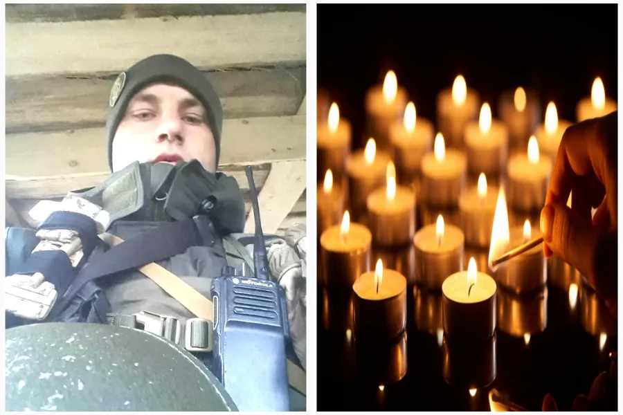 Військовий та запалені поминальні свічки