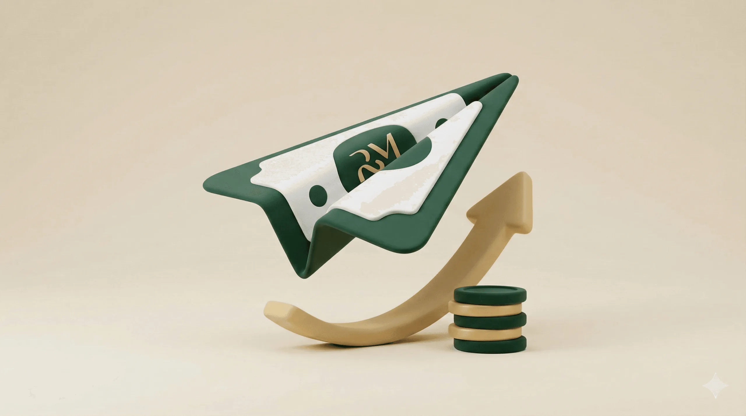 Зелений паперовий літак символізує фінансове зростання