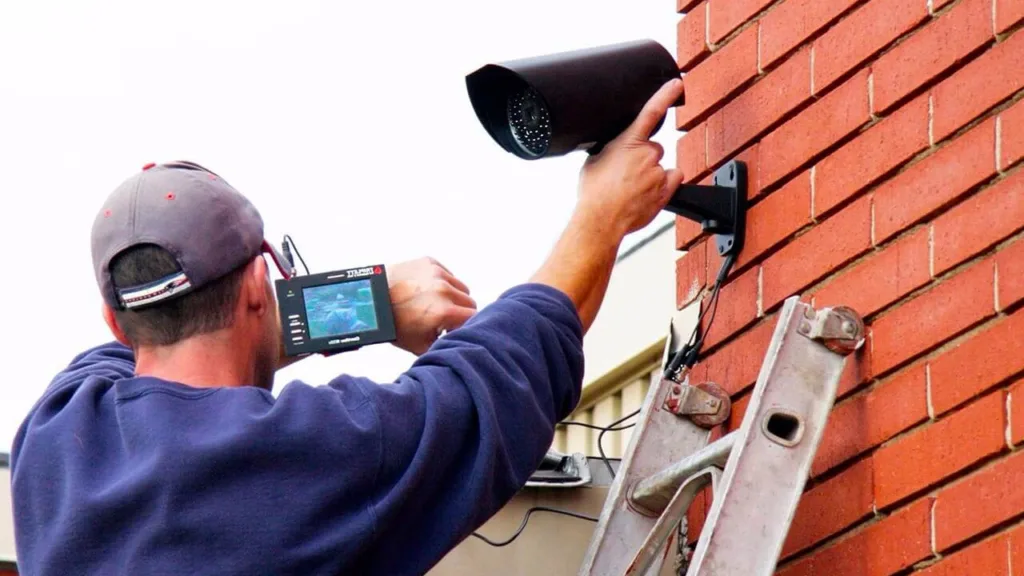 Монтаж камери спостереження на цегляній стіні
