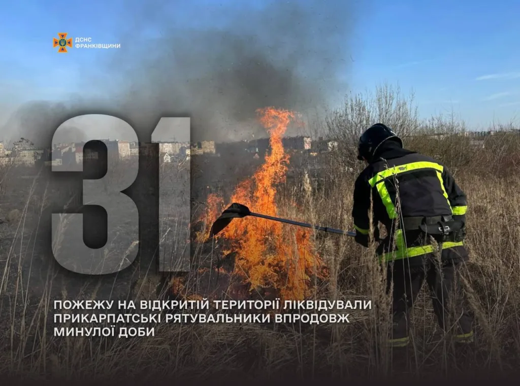 Рятувальник гасить пожежу у полі