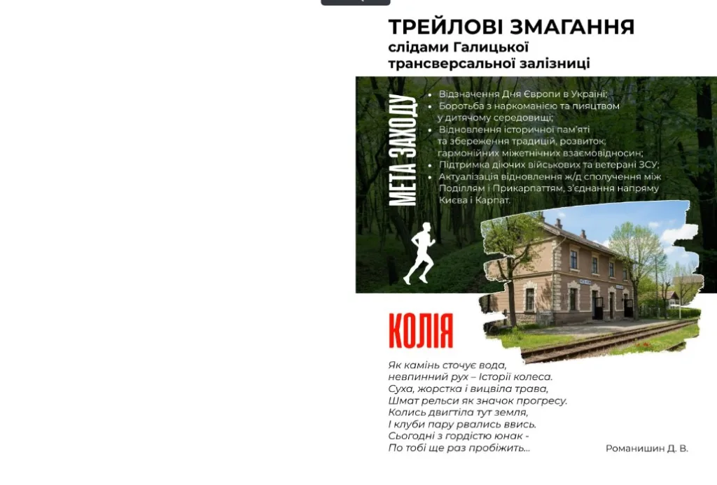 Трейлові змагання Галицька трансверсальна залізниця постер