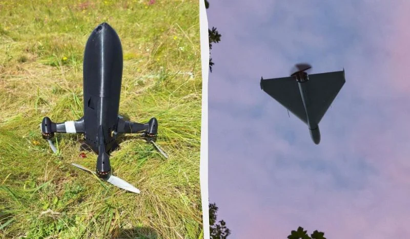 Безпілотник на землі та в польоті