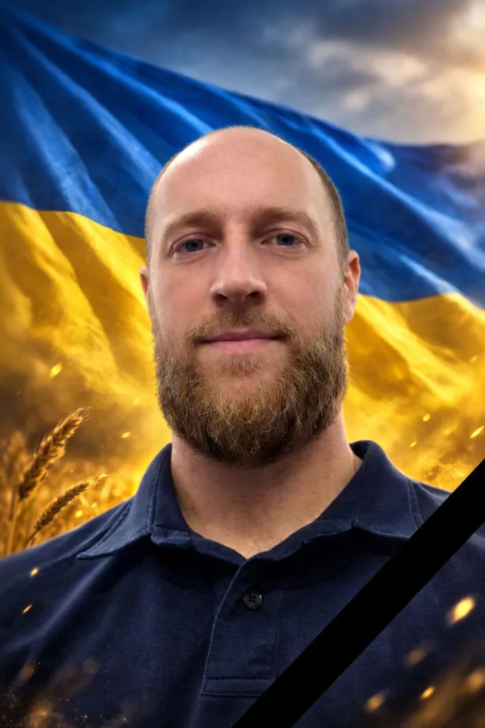 Портрет чоловіка на тлі прапора України