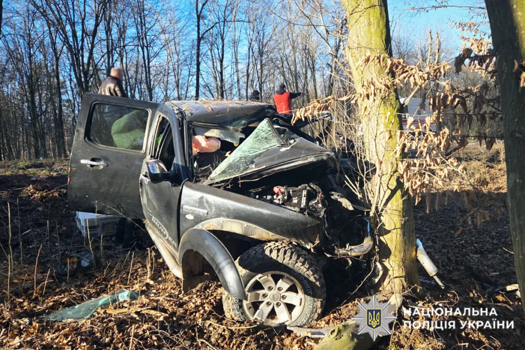 ДТП, автомобіль врізався в дерево у лісі