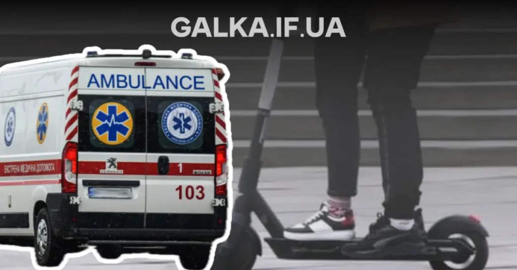 Швидка допомога та людина на електросамокаті