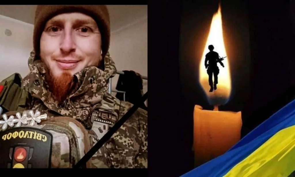 Український військовий та свічка пам’яті героя