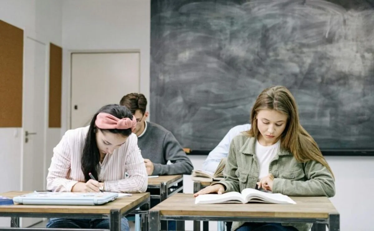 Студенти навчаються в аудиторії біля дошки