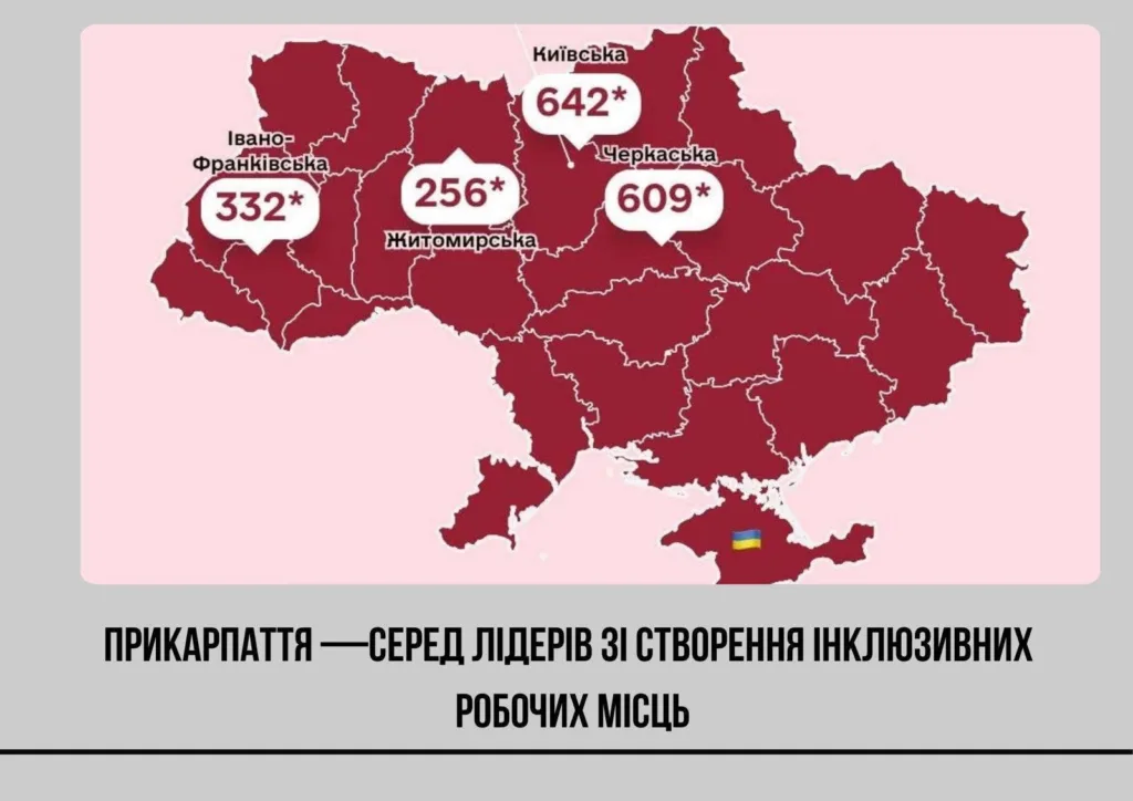 Карта України з лідерами інклюзивних робочих місць