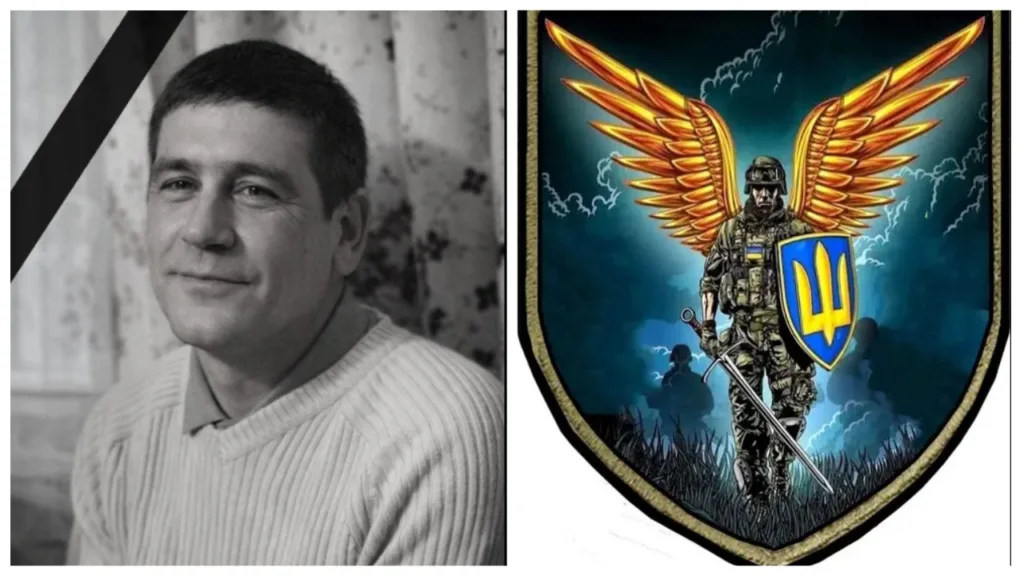 Портрет чоловіка та емблема українського воїна