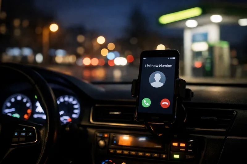 Виклик невідомого номера на телефоні в машині