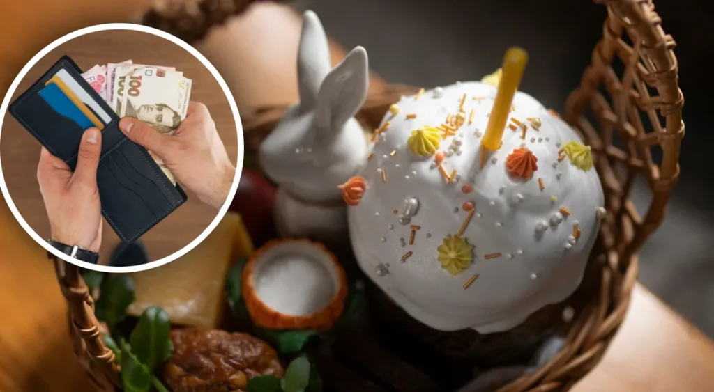 Великодній кошик та гроші у гаманці