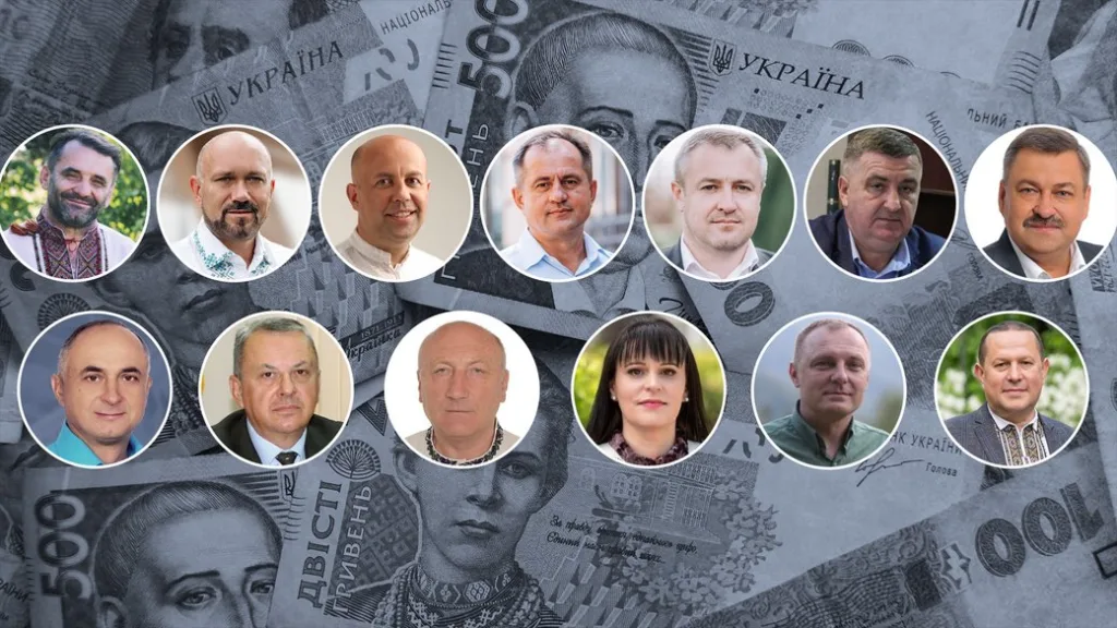 Українські політики на фоні гривневих банкнот