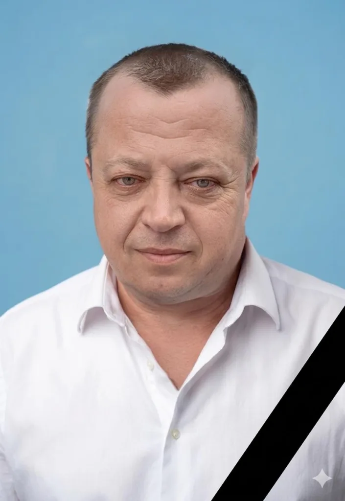 Портрет чоловіка у білій сорочці на блакитному фоні