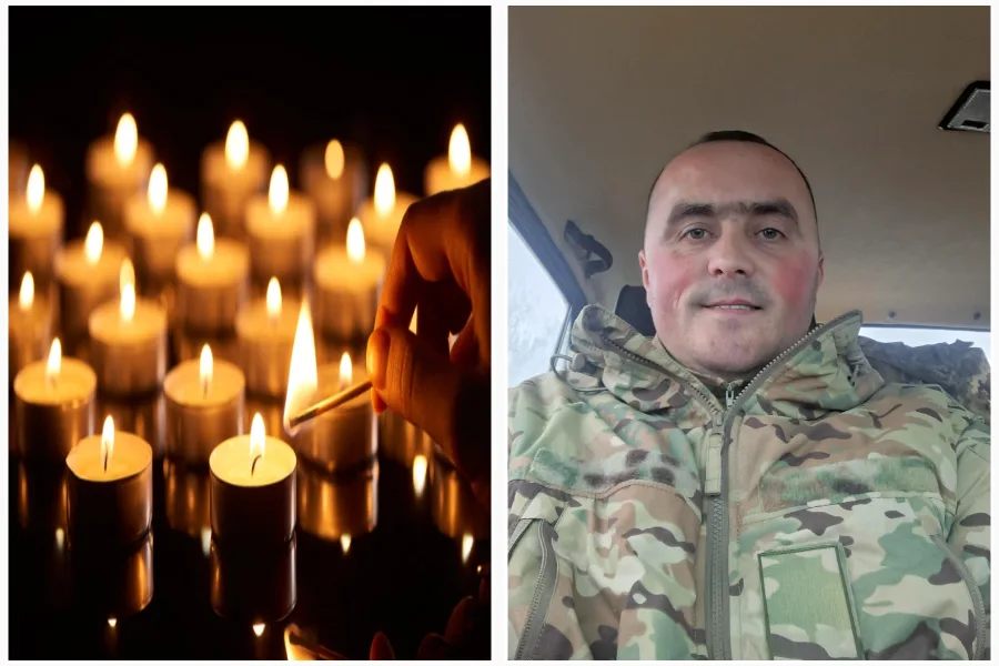 Свічки пам’яті та військовий у камуфляжі