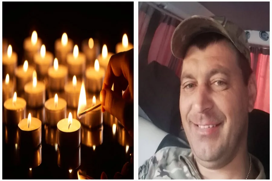 Запалені свічки та усміхнений чоловік у військовій формі