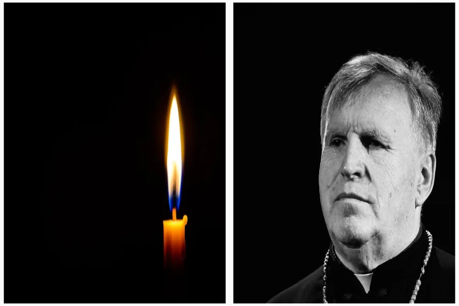 Свічка пам’яті та портрет літнього чоловіка