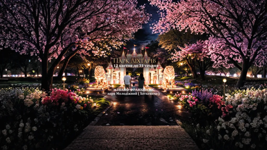 Парк ліхтарів Івано-Франківськ весняна ніч