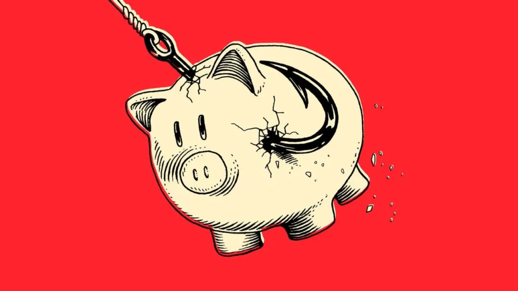 Гачок ламає скарбничку у формі свині