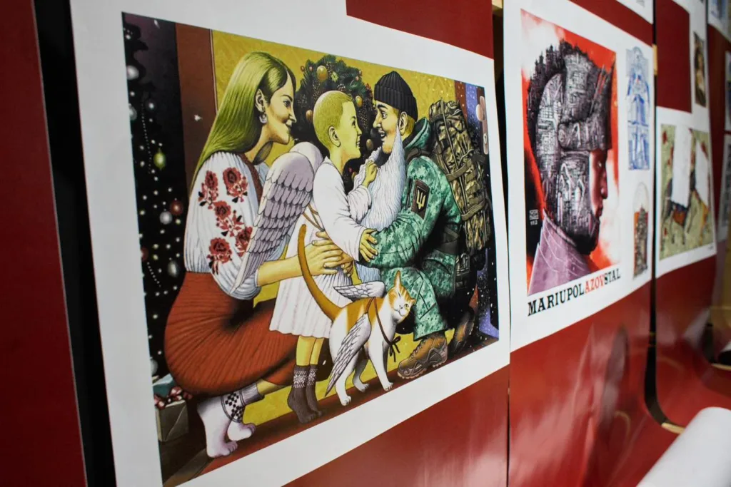 Український військовий з родиною та ангелом