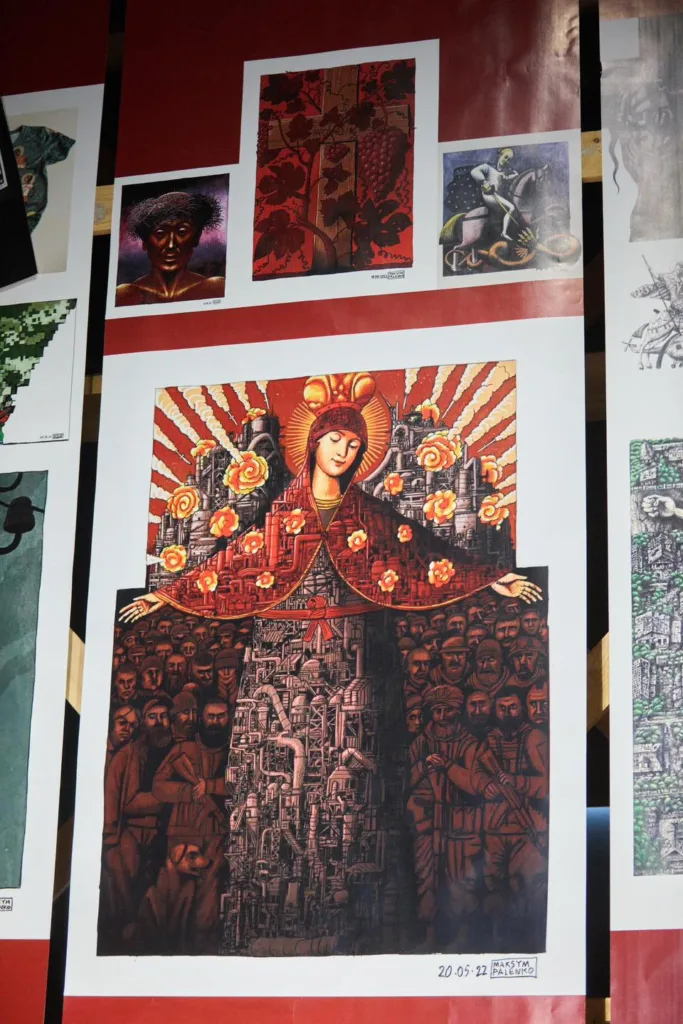 Сучасна ікона із зображенням міста та людей