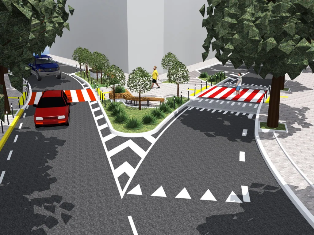 Візуалізація міської вулиці з пішохідним переходом