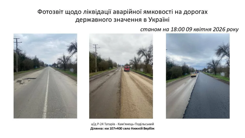 Ремонт дороги Татарів-Кам'янець-Подільський, село Нижній Вербіж
