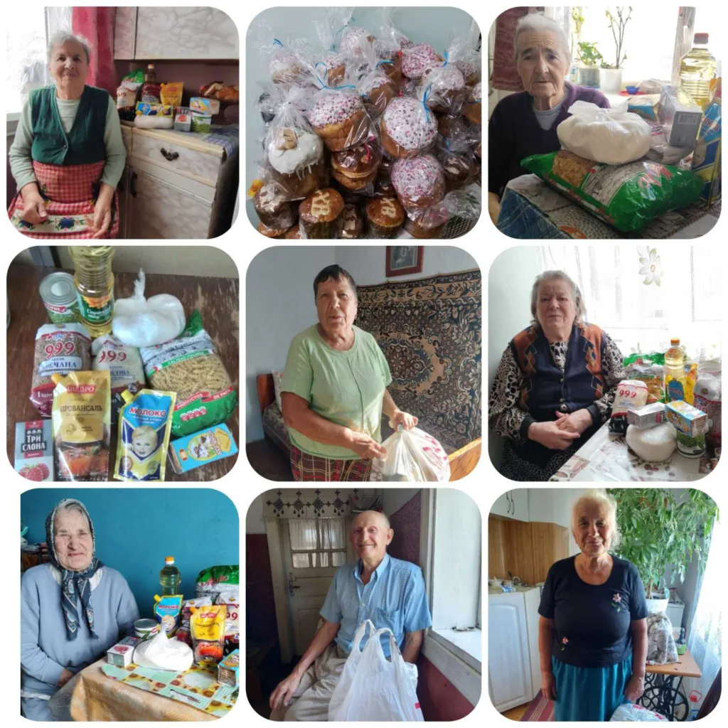 Допомога літнім людям продуктами харчування в Україні