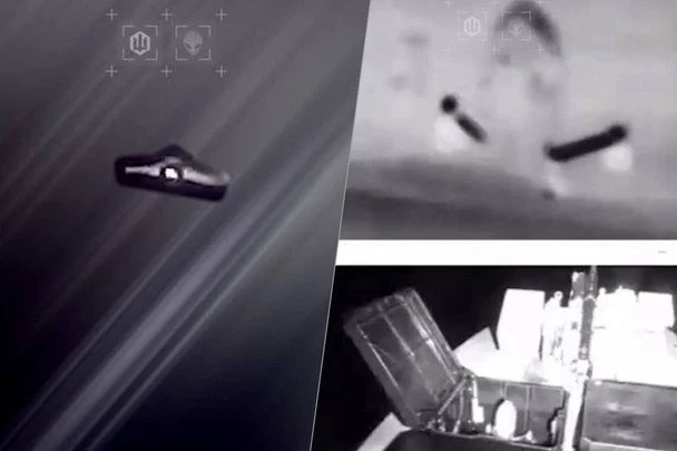 Дрон безпілотник у польоті та на інфрачервоному зображенні