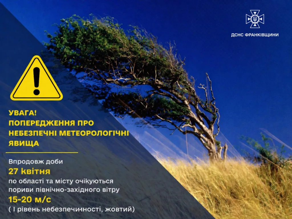 Попередження про сильний вітер в Івано-Франківську