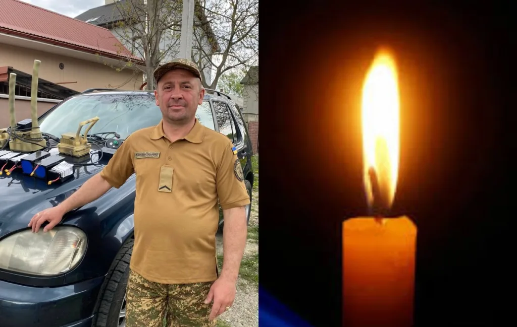 Військовий біля авто та палаюча свіча пам’яті