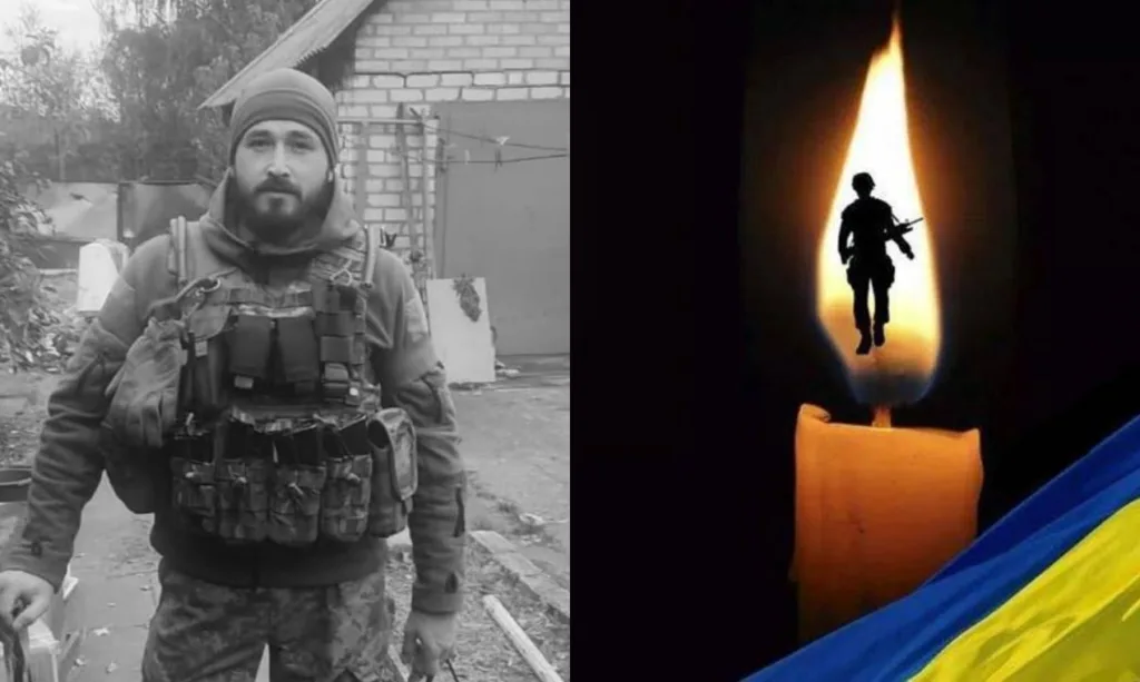 Український військовий та свічка пам’яті героя