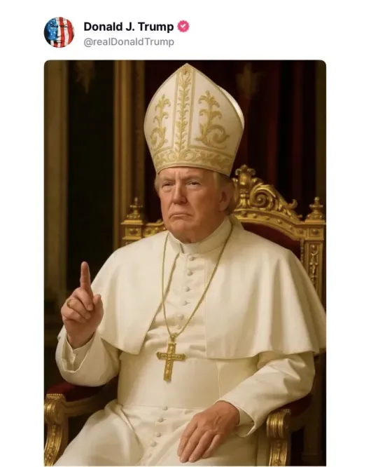 Людина в папському вбранні сидить на троні