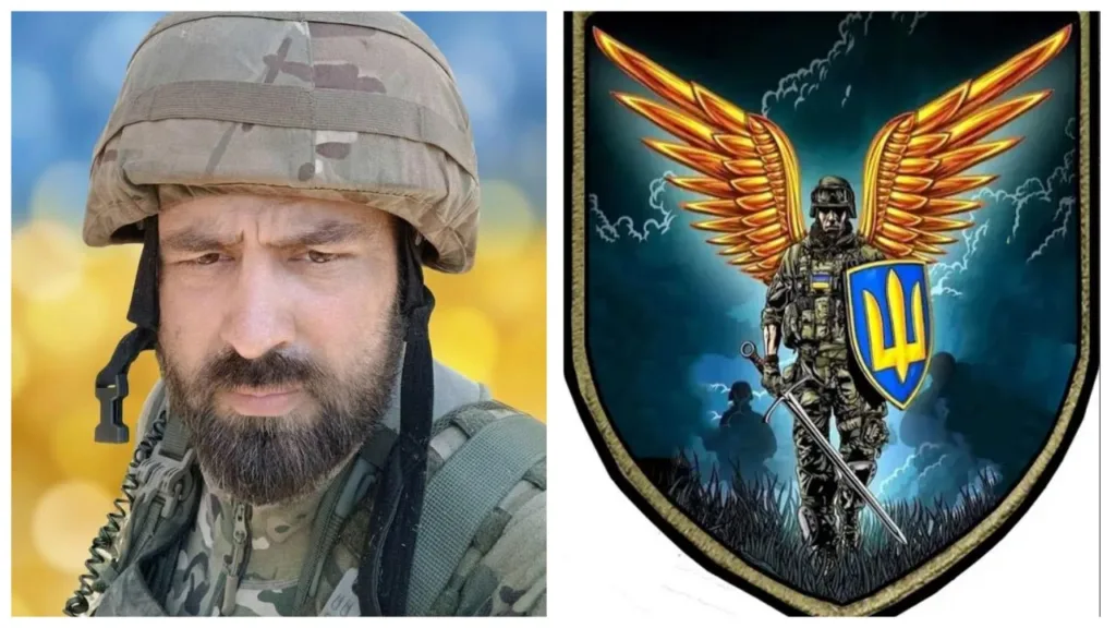 Український військовий і герб із крилами