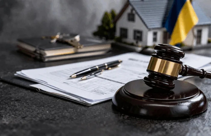Судовий молоток і документи про нерухомість