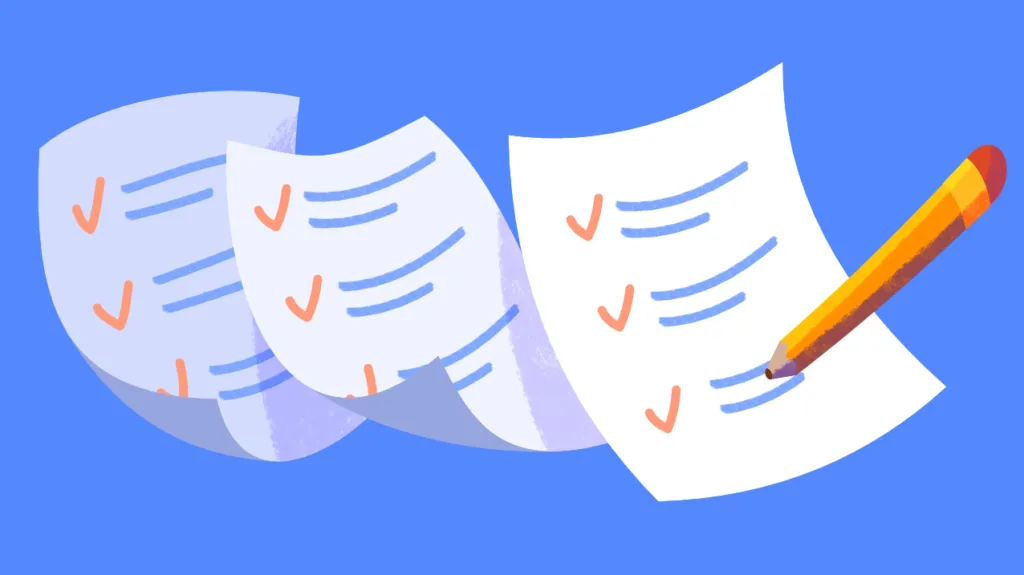 Списки завдань із відмітками та олівцем