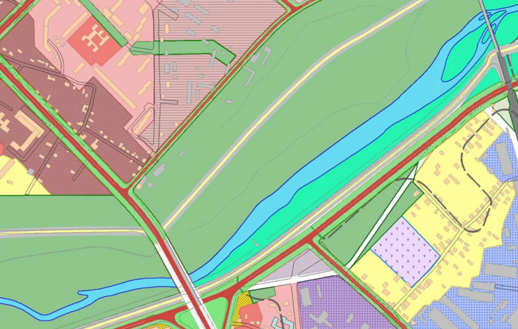 Карта міста з річкою та дорогами