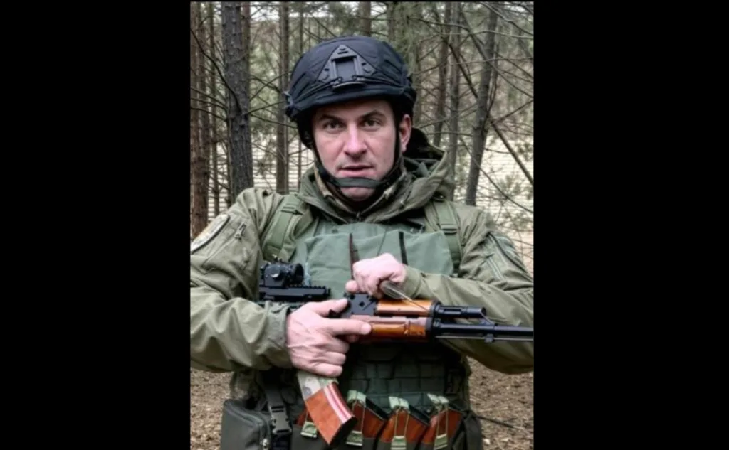 Військовий у лісі тримає автомат