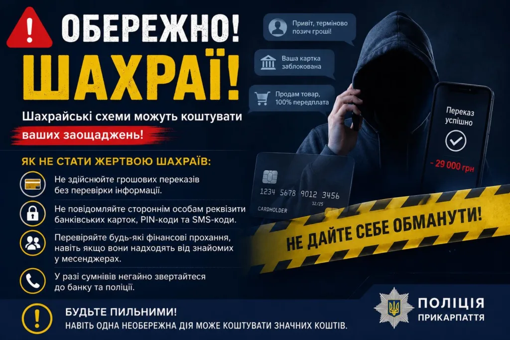 Попередження поліції про шахраїв та фінансові афери